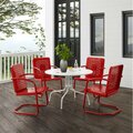 Claustro Outdoor Dining Set, Bright Red Gloss & White Satin - Dining Table & 4 Chairs - 5 Piece CL3586126